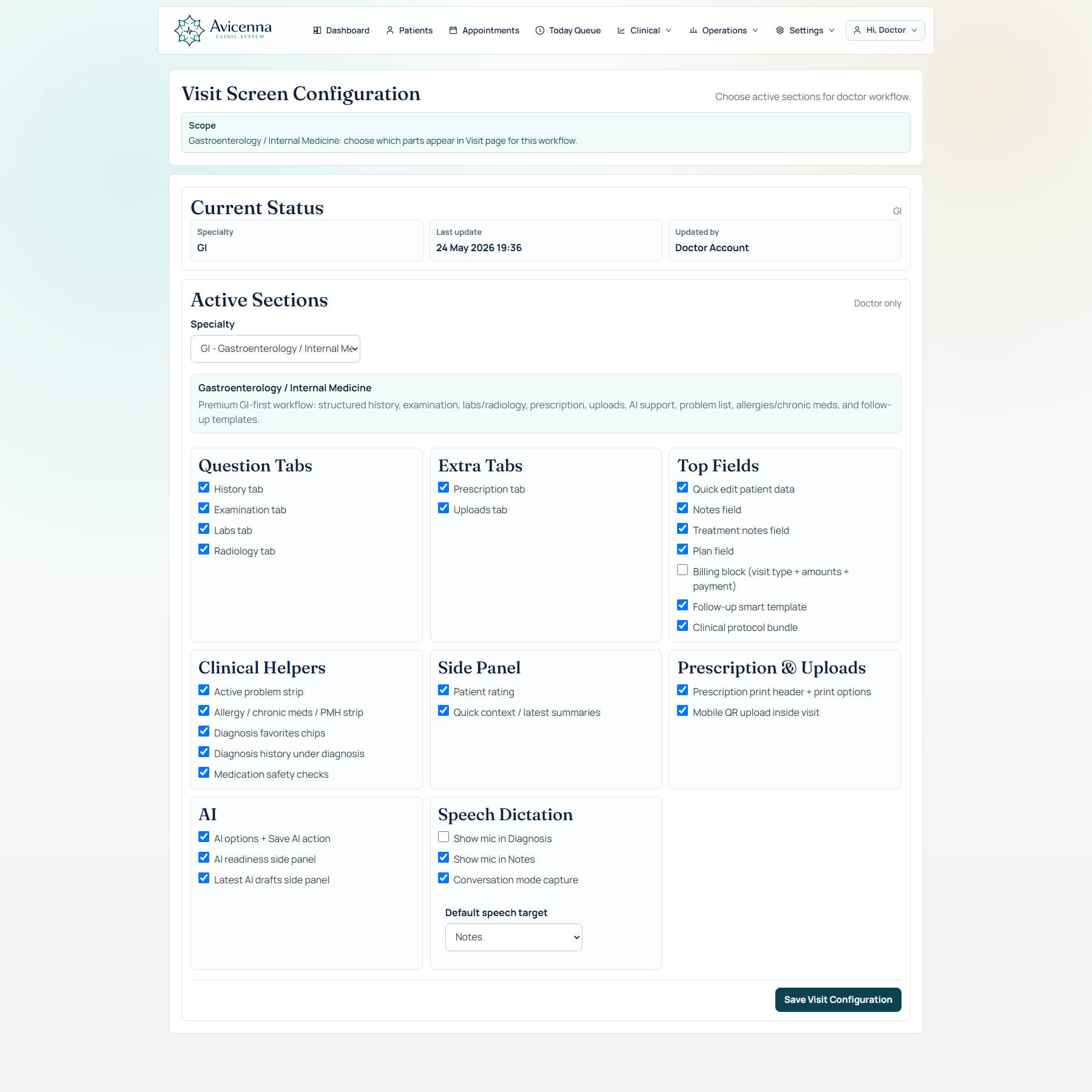 Dynamic visit configuration in Avicenna